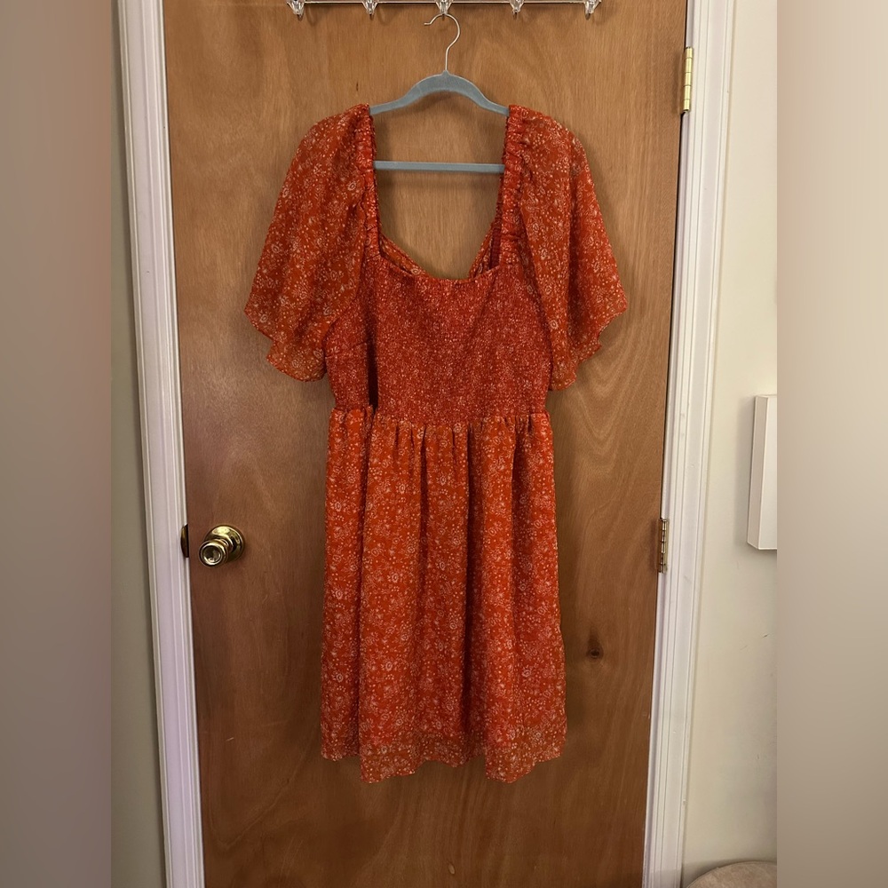 Madewell, Orange Patterned Dress, Size 2X